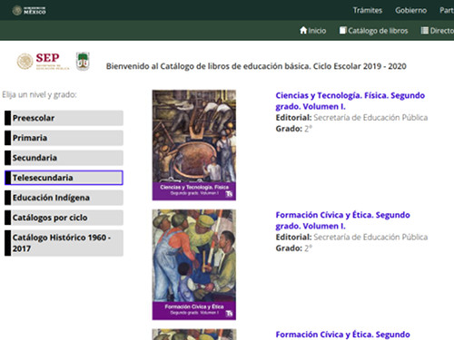 Catálogo de libros de educación básica